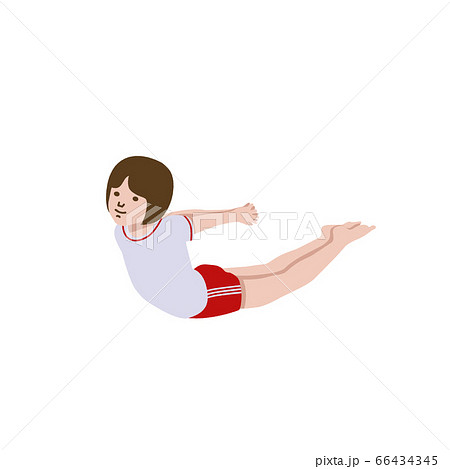 体操 ヨガ バッタのポーズ 女の子 イラストのイラスト素材