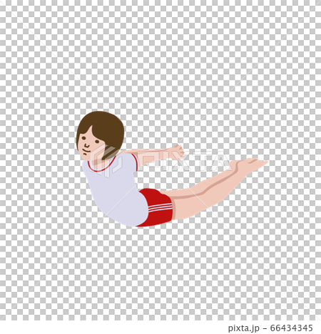 体操　ヨガ　バッタのポーズ　女の子　イラスト 66434345