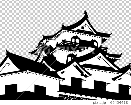 彦根城　天守　白黒シルエット 66434418