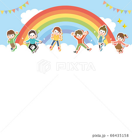 元気にジャンプする子供たちの背景 66435158