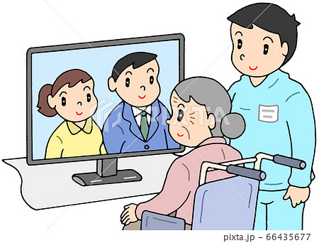 介護施設のリモート面会のイラスト素材