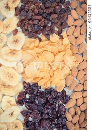 Healthy nutritious dried fruits with flakes 66436528