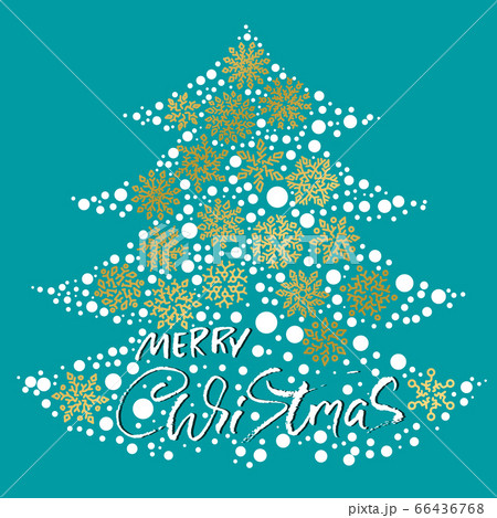 Hand drawn phrase Merry Christmas and Happy New Year. Modern dry brush lettering design. Vector typography vector illustration with snowflakes. 66436768