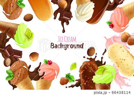 White Background With Ice Cream Frame 66438114