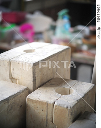 compact size pflaster, plaster mould for ceramic slip casting production process made by students in a demonstration factory of an industrial design school compact size pflaster, plaster mould for ceramic slip casting production process made by students in a demonstration factory of an industrial design school 66439996