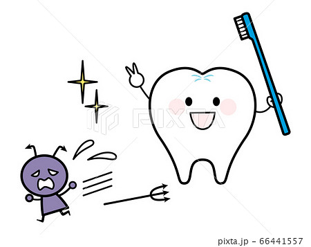 虫歯菌と歯さんのイラスト素材