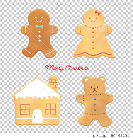 クリスマスのジンジャークッキーのイラストセットのイラスト素材