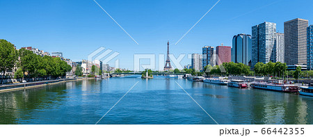 Eiffel Tower, Seine river and Statue of Liberty in Paris, France. Eiffel Tower, Seine river and Statue of Liberty in Paris, France. 66442355