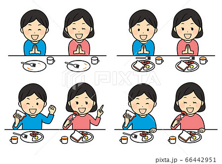 朝食を食べる子どものイラスト素材