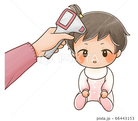 検温してもらう乳児のイラスト1のイラスト素材