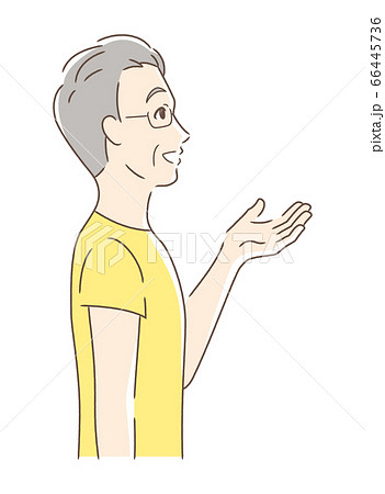 笑顔で手を差し出す男性の横顔のイラスト素材