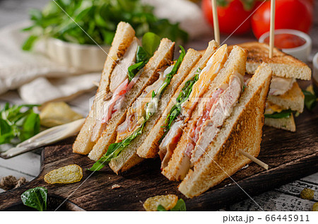 Delicious homemade club sandwich 66445911