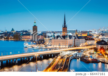 Stockholm skyline panorama at twilight, Sweden 66447161