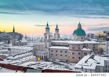 Historic city of Salzburg in winter, Austria Historic city of Salzburg in winter, Austria 66447305