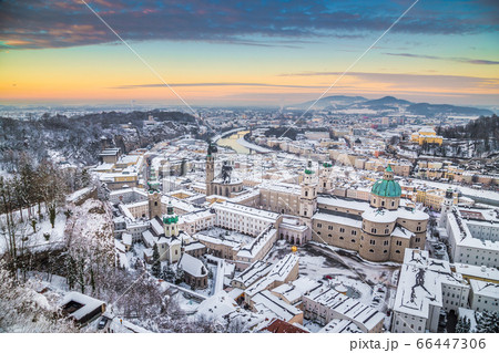 Historic city of Salzburg in winter, Austria Historic city of Salzburg in winter, Austria 66447306