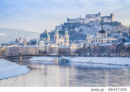 Historic city of Salzburg in winter, Austria Historic city of Salzburg in winter, Austria 66447309