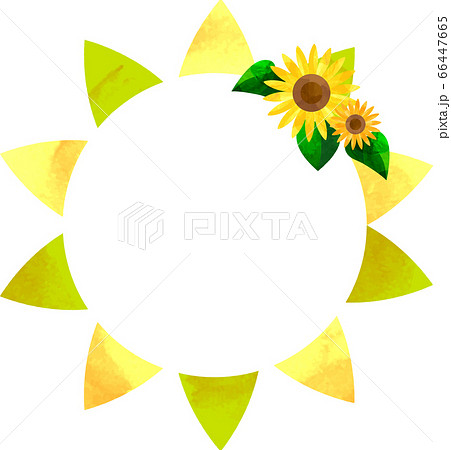 ひまわりのデコレーション付きのフラッグガーランドのリース、フレーム 66447665