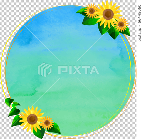 Sunflower Simple Wreath Round Frame Stock Illustration