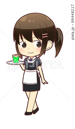 ウェイトレス メロンソーダ のイラスト素材