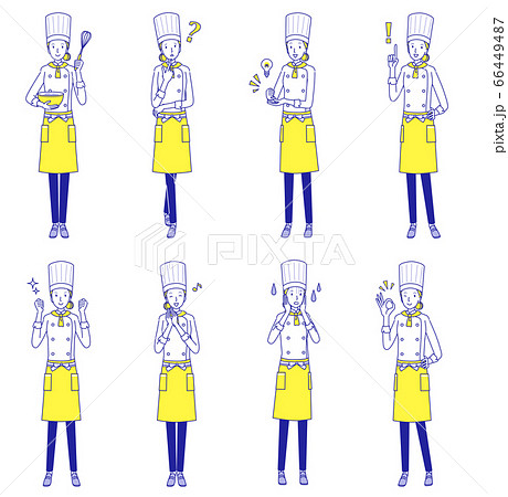 若い女性のコックさん　バリエーションセット 66449487