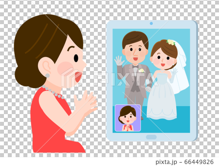 オンライン結婚式 自宅で祝う女性 イラスト オンライン結婚式 自宅で祝う女性 イラスト 66449826