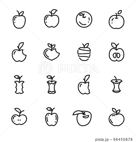 Apple Icons. Set of Different Apple Thin Line Symbols Isolated on a White Background. Vector Illustration Apple Icons. Set of Different Apple Thin Line Symbols Isolated on a White Background. Vector Illustration 66450878