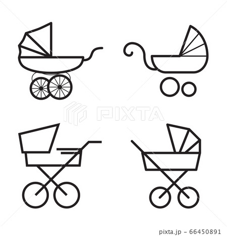 Stroller icons. Linear symbols isolated on a white background. Vector illustration Stroller icons. Linear symbols isolated on a white background. Vector illustration 66450891