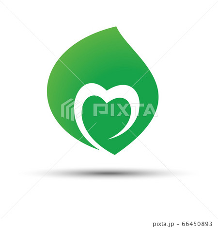 Abstract green leaf with heart shape inside icon concept. Vector illustration Abstract green leaf with heart shape inside icon concept. Vector illustration 66450893