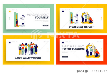 Child Height Measuring, Friends Hugs Landing Page Template Set. Parents and Doctor Characters Measure Kids Height Child Height Measuring, Friends Hugs Landing Page Template Set. Parents and Doctor Characters Measure Kids Height 66451037
