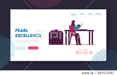 Cultivating Molluscs and Making Jewelry for Sell in Store Landing Page Template. Woman with Tweezers 66451082