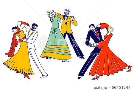 Young and Aged Couples Sparetime with Waltz Dancing, Elegant Characters Active Lifestyle, Men and Women 66451244