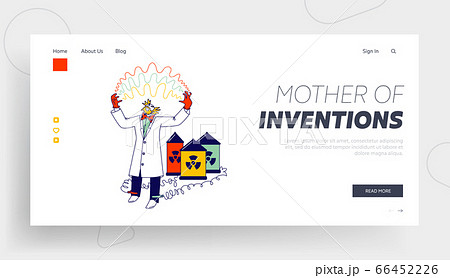 Crazy Character Conducting Experiments in Laboratory Landing Page Template. Mad Scientist Crazy Character Conducting Experiments in Laboratory Landing Page Template. Mad Scientist 66452226
