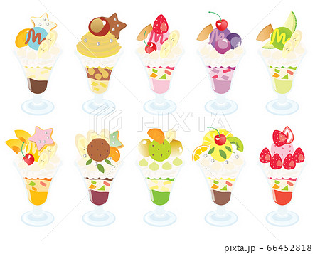 Set Of Strawberry Parfait Fruit Parfait And Stock Illustration