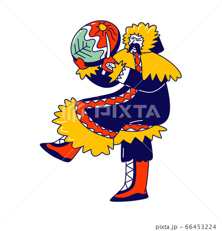 Eskimo Shaman, Character of Northern Minorities Jump with Tambourine and Amulets Dancing Magical Dance Eskimo Shaman, Character of Northern Minorities Jump with Tambourine and Amulets Dancing Magical Dance 66453224