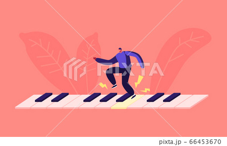 Male Character Jumping and Dancing on Huge Piano Keyboard Making Loud Sounds and Tinnitus 66453670