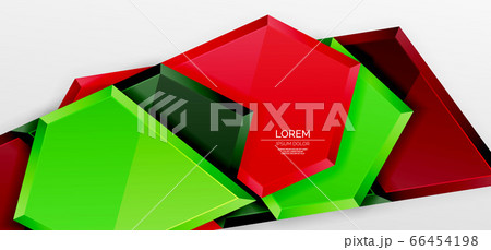 Metal glossy shiny geometric shapes with 3d effect composition. Techno futuristic vector abstract background For Wallpaper, Banner, Background, Card, Book Illustration, landing page 66454198