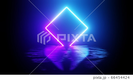 Minimalist Neon Square in the Dark - Abstract 3D rendering 66454424