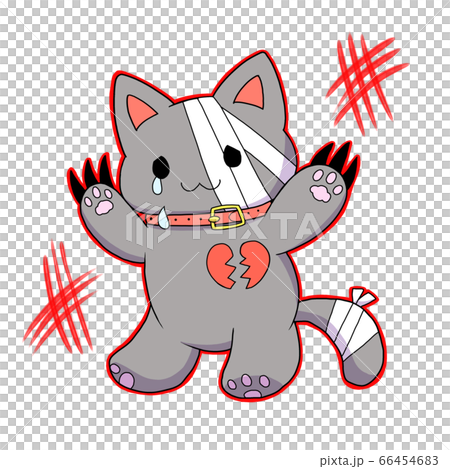 黒猫と心の傷のイラスト素材