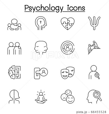 Psychology icons set in thin line style 66455528