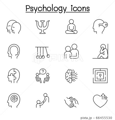 Psychology icons set in thin line style 66455530