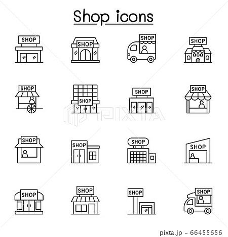 Shop building icons set in thin line stlyle 66455656