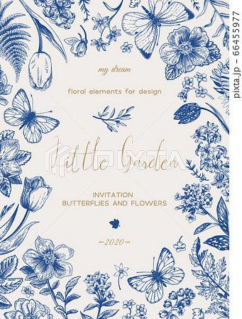 Frame with flowers and butterflies. Frame with flowers and butterflies. 66455977