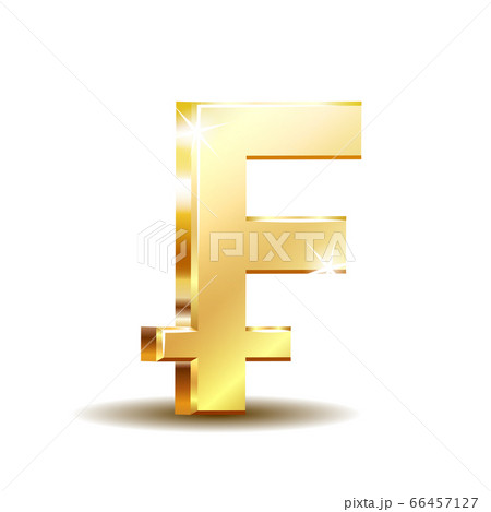 Swiss Franc currency shiny gold symbol. Switzerland sign. 66457127