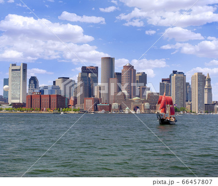 Boston skyline with sailboat in the foreground, USA Boston skyline with sailboat in the foreground, USA 66457807