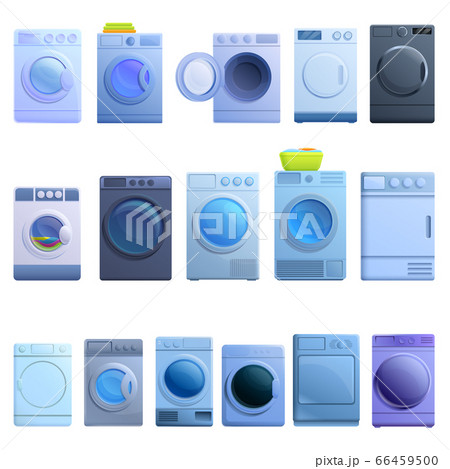 Tumble dryer icons set, cartoon style Tumble dryer icons set, cartoon style 66459500