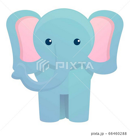 Front view elephant icon, cartoon style 66460288