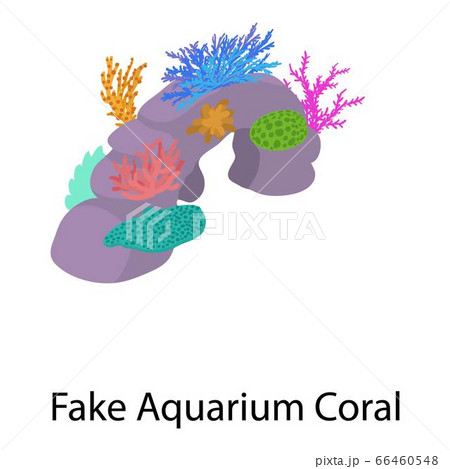 Fake aquarium coral icon, isometric style Fake aquarium coral icon, isometric style 66460548