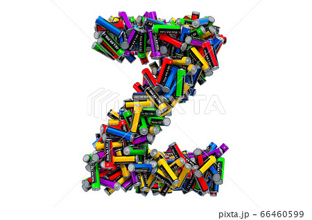 Letter Z from colored AA batteries, 3D rendering 66460599