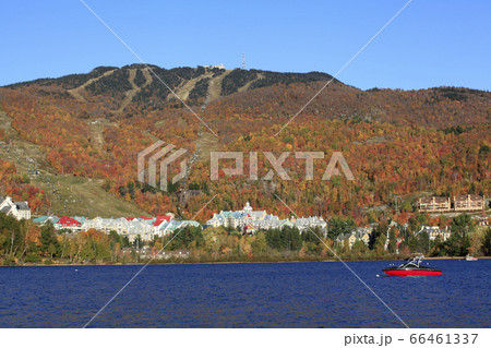 Mont Tremblant lake and resort in autumn 66461337