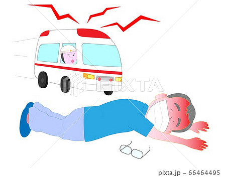 新型コロナウィルスの感染予防のマスクをしている高齢者が倒れた。が 新型コロナウィルスの感染予防のマスクをしている高齢者が倒れた。が 66464495